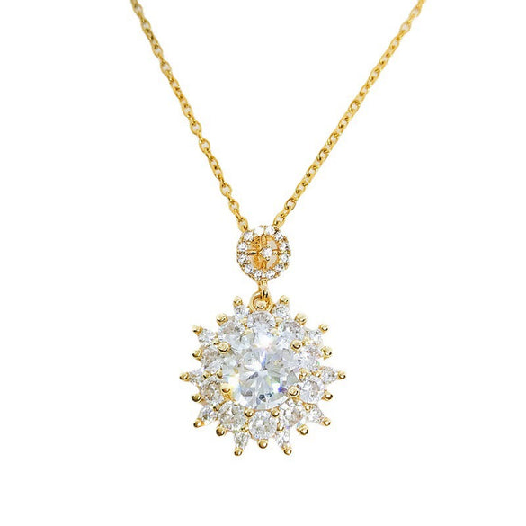 Necklace Mixed Gem Inlay Titanium Steel Geometric Electroplating Ochain For Women