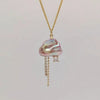 Necklace Natural Baroque Pearl Moon Star Pendant Copper Electroplating