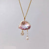 Necklace Natural Baroque Pearl Moon Star Pendant Copper Electroplating