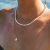 Necklace Natural Freshwater Pearl 18K Goldplated Copper Ball Chain Hand Knitted Organic Glass Geometric Style