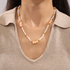 Necklace Natural Freshwater Pearl Shell Beaded 316L Stainless Steel 18K Gold Plated Geometric Sweet Design