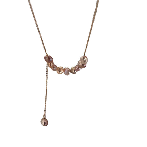 Necklace Natural Pearl 925 Silver Geometric Alien Shape For Women