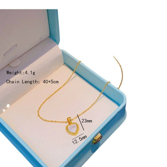 Necklace Natural Shell Heart Titanium Steel Copper Gold Electroplated Geometric Style