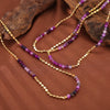 Necklace Natural Stone Beaded Purple Agate Handmade Copper Geometric Style