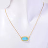 Necklace Natural Stone Crystal Pendant Copper Geometric Punk Style Electroplating Light Luxury Real Gold Color Preservation