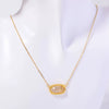 Necklace Natural Stone Crystal Pendant Copper Geometric Punk Style Electroplating Light Luxury Real Gold Color Preservation