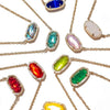 Necklace Natural Stone Crystal Pendant Copper Geometric Punk Style Electroplating Light Luxury Real Gold Color Preservation