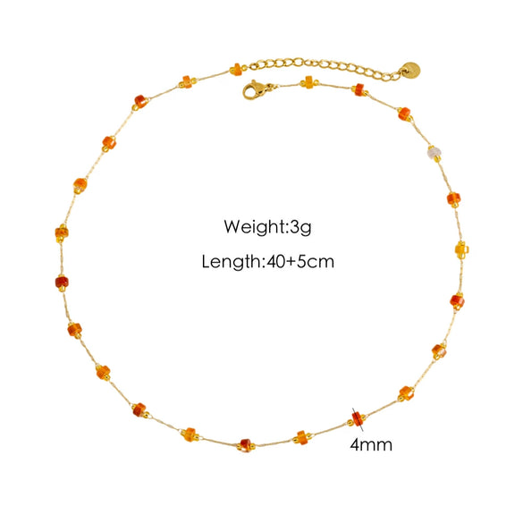 Necklace Natural Stone Shell Beaded Geometric Handmade