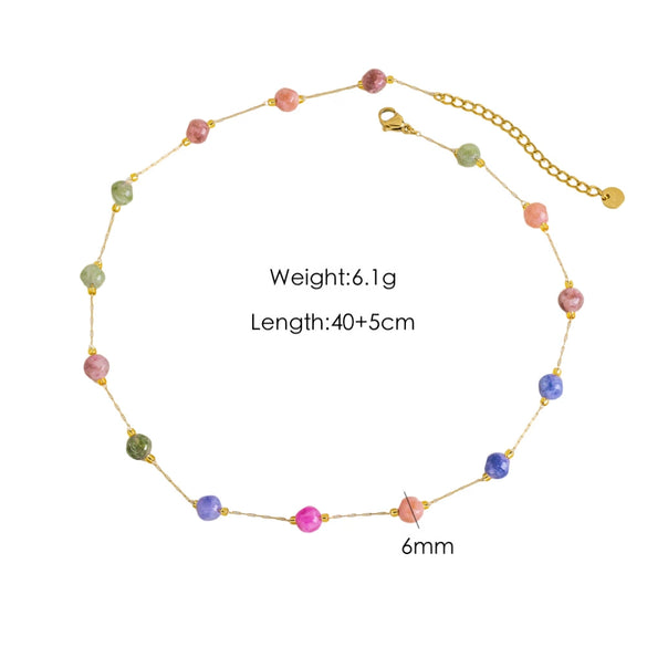 Necklace Natural Stone Shell Beaded Geometric Handmade