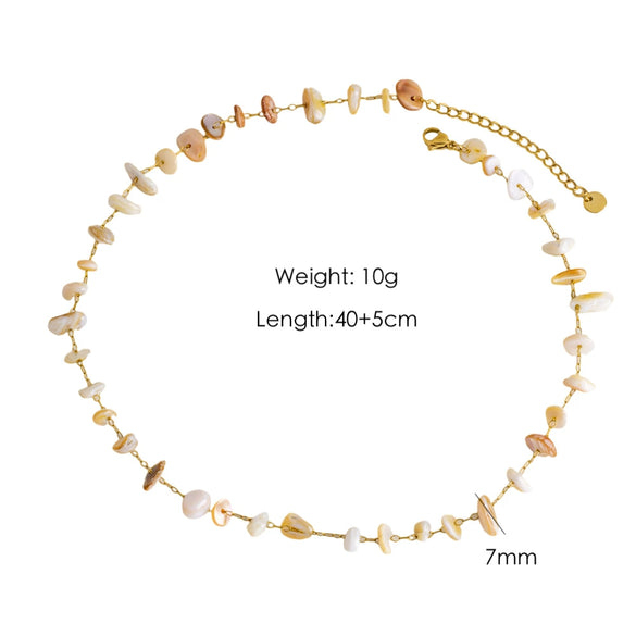 Necklace Natural Stone Shell Beaded Geometric Handmade