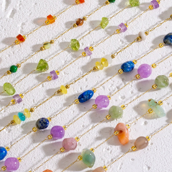 Necklace Natural Stone Shell Beaded Geometric Handmade