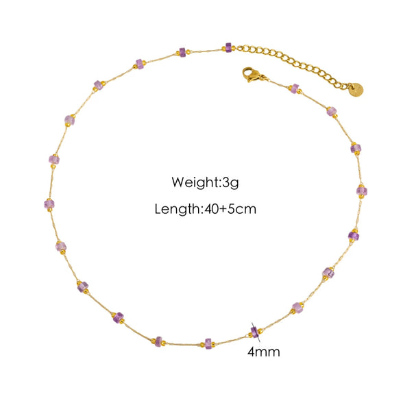 Necklace Natural Stone Shell Beaded Geometric Handmade