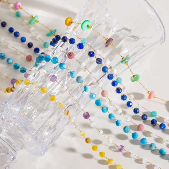 Necklace Natural Stone Shell Beaded Geometric Handmade