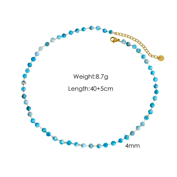 Necklace Natural Stone Shell Beaded Geometric Handmade