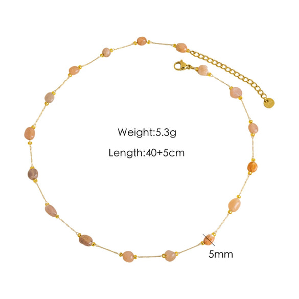 Necklace Natural Stone Shell Beaded Geometric Handmade