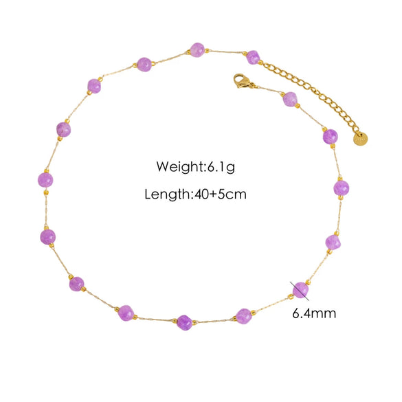 Necklace Natural Stone Shell Beaded Geometric Handmade