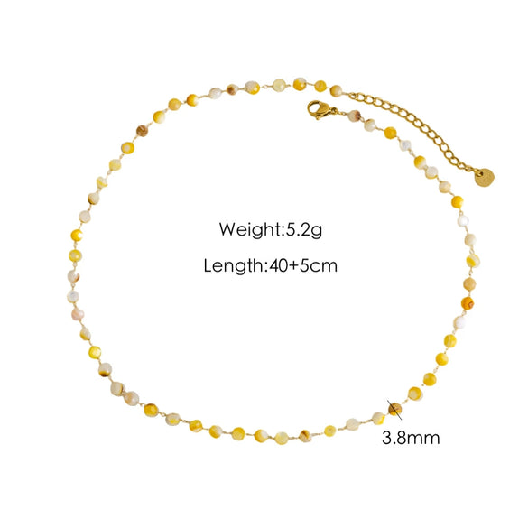 Necklace Natural Stone Shell Beaded Geometric Handmade