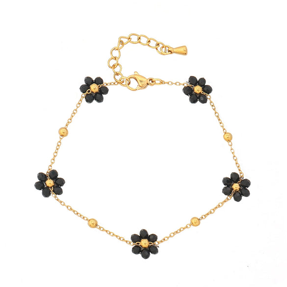 Necklace Natural Stone Stainless Steel Geometric Daisy Handmade Design