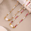 Necklace Natural Stone 316L Stainless Steel Geometric Pattern Handmade Electroplated Women Accessories