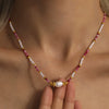 Necklace Natural Stone 316L Stainless Steel Geometric Pattern Handmade Electroplated Women Accessories