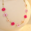 Necklace Natural Stone Titanium Steel 18K Goldplated Stainless Steel Geometric Flower Women
