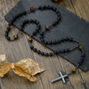 Necklace Natural Stone Yellow Tiger Eye Iron Stone Cross Geometric Handmade Men's Hip Hop Style Alloy Pendant Cotton Thread Chain