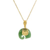 Necklace Organic Glass Imitation Jade Elephant Animals Zodiac Electroplating Jewelry For Women