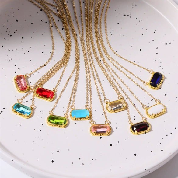 Necklace Oval Eggshaped Geometric Emerald Pendant Copper Electroplated Natural Stone Real Gold Color Retention