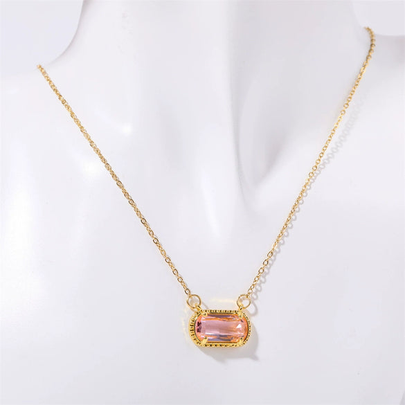 Necklace Oval Eggshaped Geometric Emerald Pendant Copper Electroplated Natural Stone Real Gold Color Retention