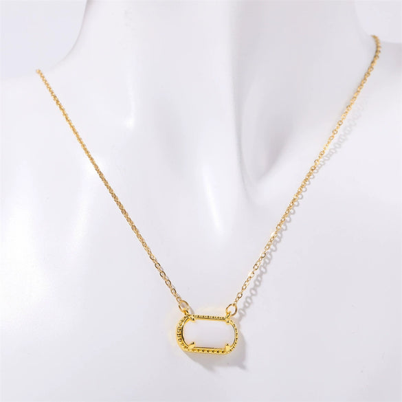 Necklace Oval Eggshaped Geometric Emerald Pendant Copper Electroplated Natural Stone Real Gold Color Retention