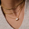Necklace Oval Eggshaped Geometric Emerald Pendant Copper Electroplated Natural Stone Real Gold Color Retention