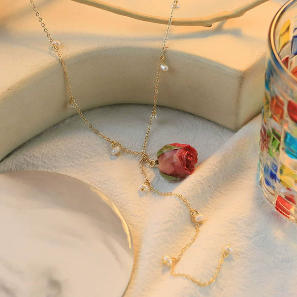 Necklace Pearl Copper Retro Flower Electroplating For Women