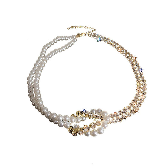 Necklace Pearl Diamond Geometric Ball Chain Personality Style