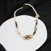 Necklace Pearl Freshwater Baroque Tourmaline Geometric Electroplating Women's