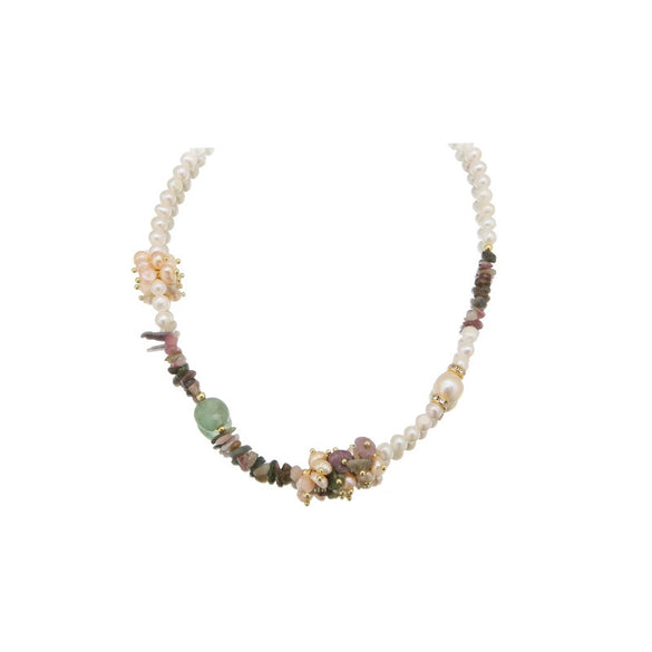 Necklace Pearl Freshwater Baroque Tourmaline Geometric Electroplating Women's