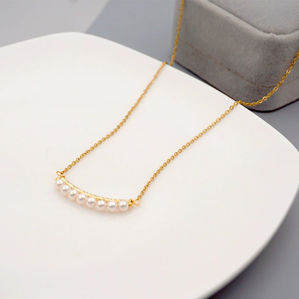 Necklace Pearl Titanium Steel Cross Chain Geometric Handmade Fashion For Women
