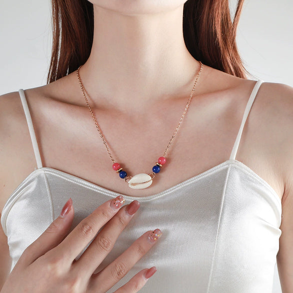 Necklace Pearl Titanium Steel Drop Shape Flower Design For Women