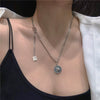 Necklace Pearl Titanium Steel Drop Shape Flower Design For Women