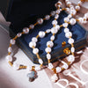 Necklace Pearls Copper Geometric Diamond Vintage Style