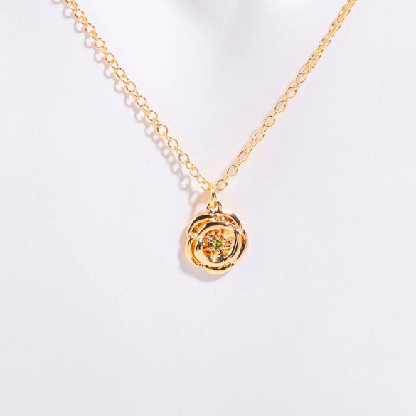 Necklace Pendant Birth Flower Geometric Titanium Steel 18K Goldplated Electroplated