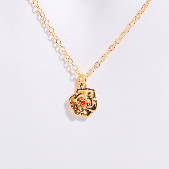 Necklace Pendant Birth Flower Geometric Titanium Steel 18K Goldplated Electroplated