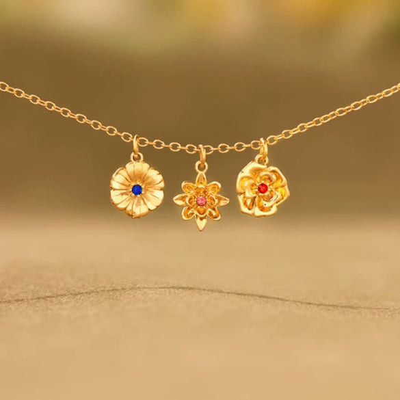 Necklace Pendant Birth Flower Geometric Titanium Steel 18K Goldplated Electroplated