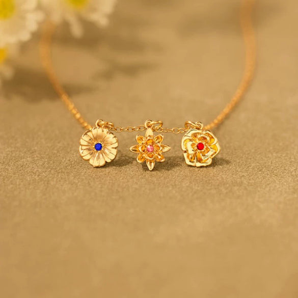 Necklace Pendant Birth Flower Geometric Titanium Steel 18K Goldplated Electroplated