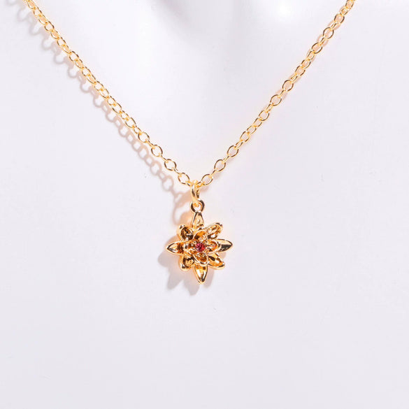 Necklace Pendant Birth Flower Geometric Titanium Steel 18K Goldplated Electroplated