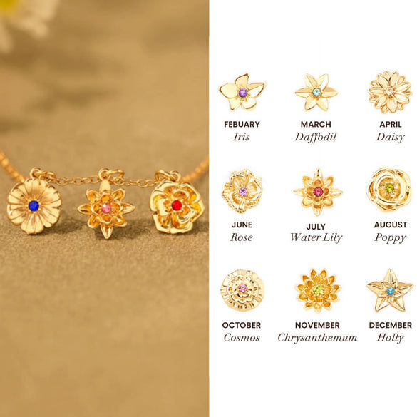 Necklace Pendant Birth Flower Geometric Titanium Steel 18K Goldplated Electroplated