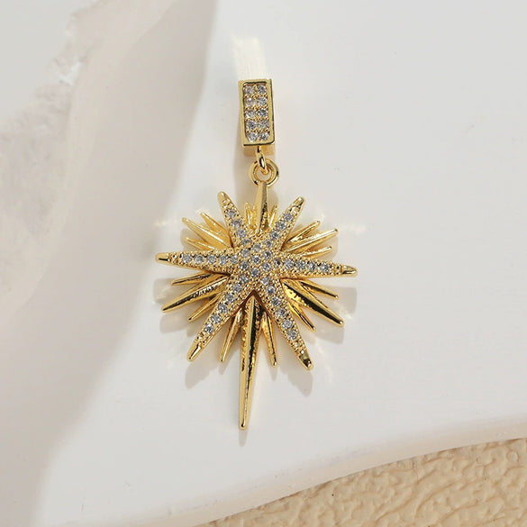 Necklace Pendant Charm Copper Goldplated Star Geometric Pattern