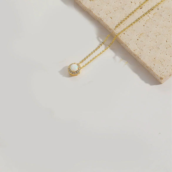 Necklace Pendant Clavicle Chain Copper Mixed Gemstone Inlay Geometric Minimalist Zirconia O Chain