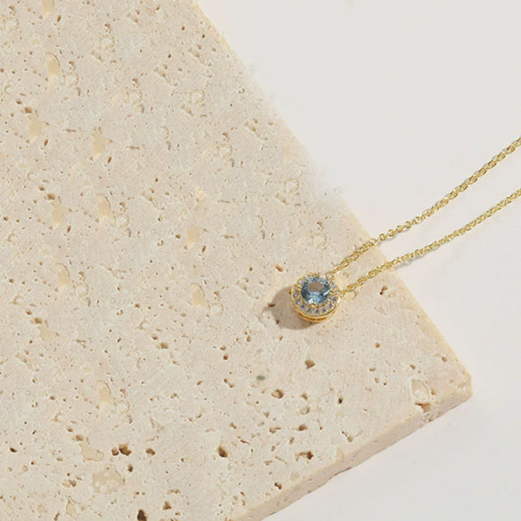 Necklace Pendant Clavicle Chain Copper Mixed Gemstone Inlay Geometric Minimalist Zirconia O Chain