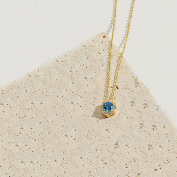 Necklace Pendant Clavicle Chain Copper Mixed Gemstone Inlay Geometric Minimalist Zirconia O Chain