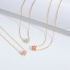 Necklace Pendant Clavicle Chain Mixed Gemstone Inlay Copper Dripping Oil Flower Design Women Minimalist